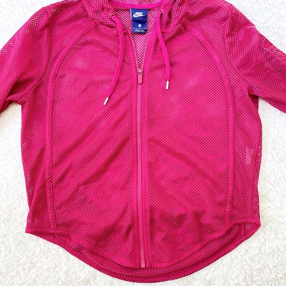 Y2k Pink Nike Mesh Swoosh Arm Logo ZIP Up Hoodie - Picture 2 of 5